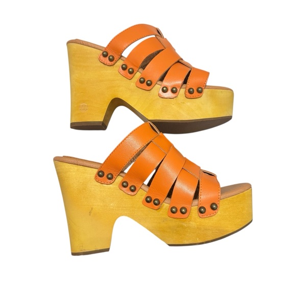 DINGO Women Dagwood Leather Platform Heel Sandal Clogs Boho Orange Sz 8.5 - Picture 2 of 10